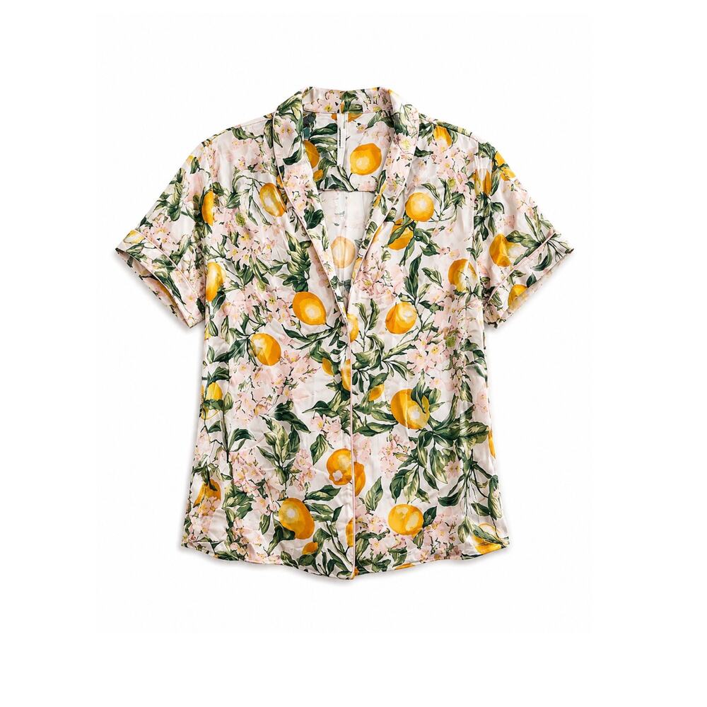 Anthropologie Silky Patterned Pajama Top Lemons